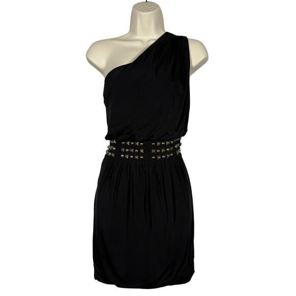 Vintage Y2K laundry by Shelli Segal Y2K Single Shoulder Studded Draped Dress - 4 - Picture 1 of 14